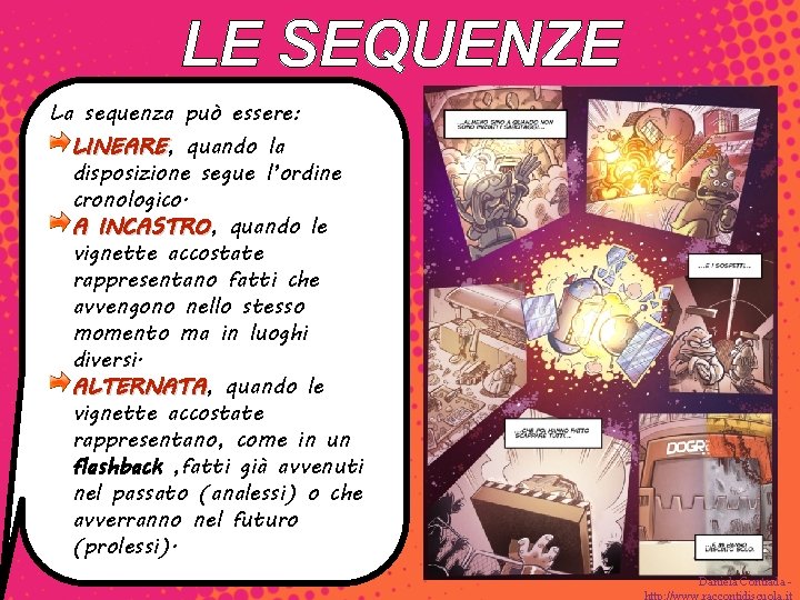 LE SEQUENZE La sequenza può essere: LINEARE, LINEARE quando la disposizione segue l’ordine cronologico.