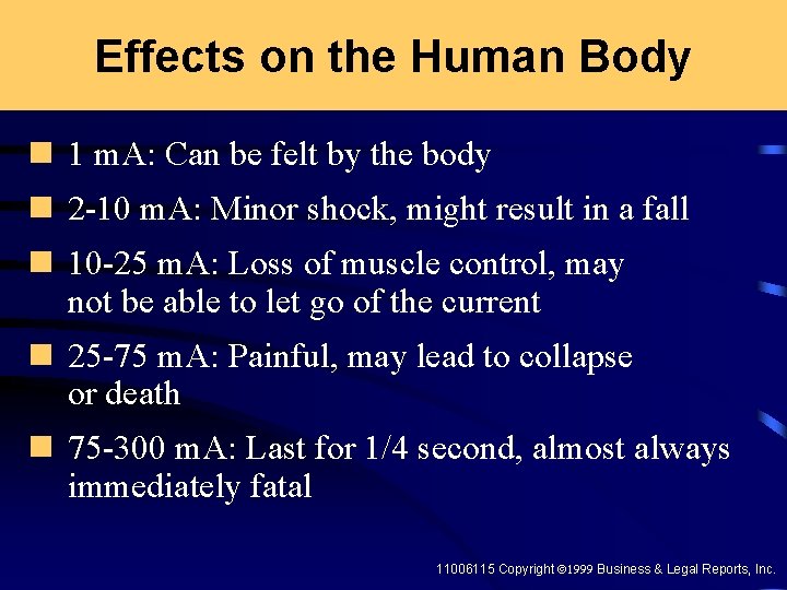 Effects on the Human Body n 1 m. A: Can be felt by the