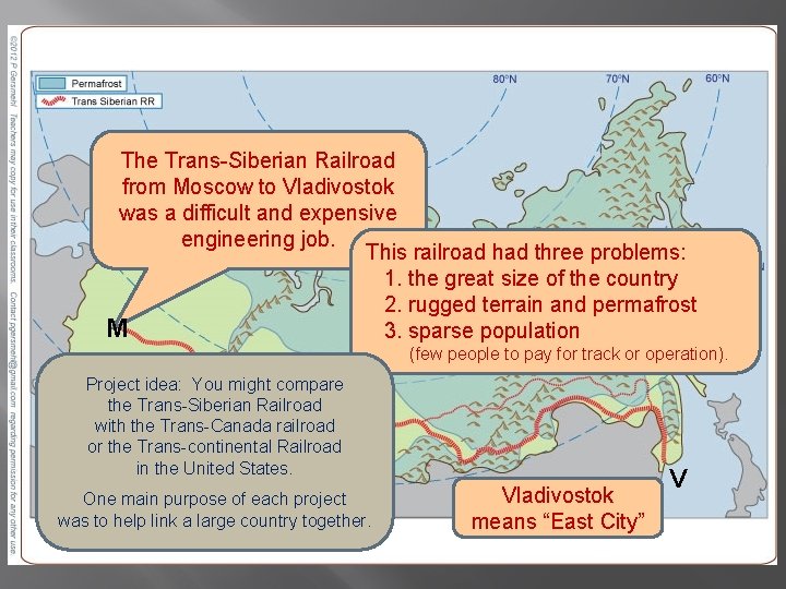 The Trans-Siberian Railroad from Moscow to Vladivostok was a difficult and expensive engineering job.