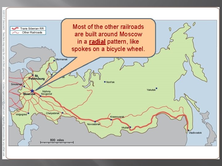 Most of the other railroads are built around Moscow in a radial pattern, like