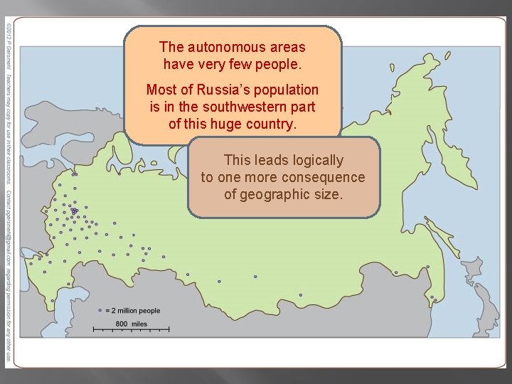 The autonomous areas have very few people. Most of Russia’s population is in the