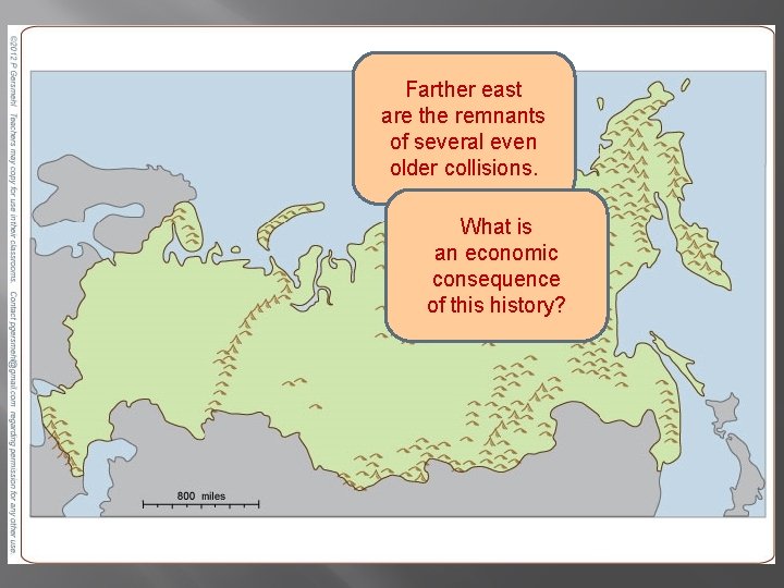 Farther east are the remnants of several even older collisions. What is an economic