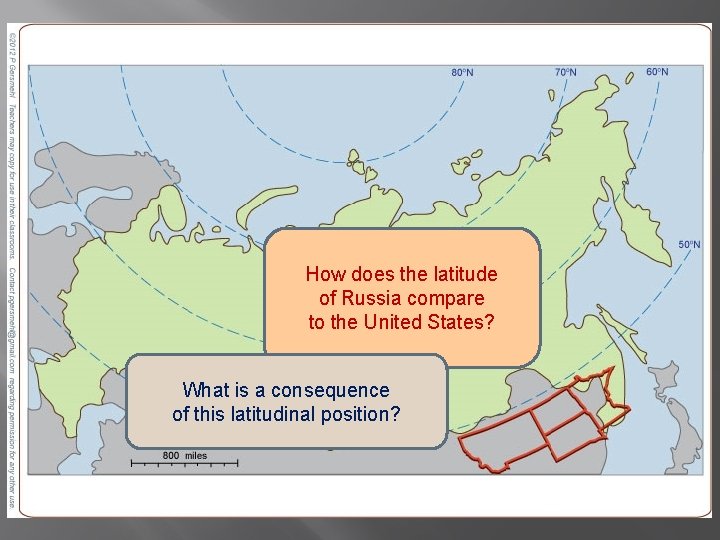 How does the latitude of Russia compare to the United States? What is a