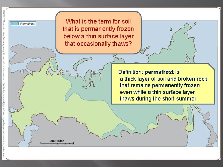 What is the term for soil that is permanently frozen below a thin surface