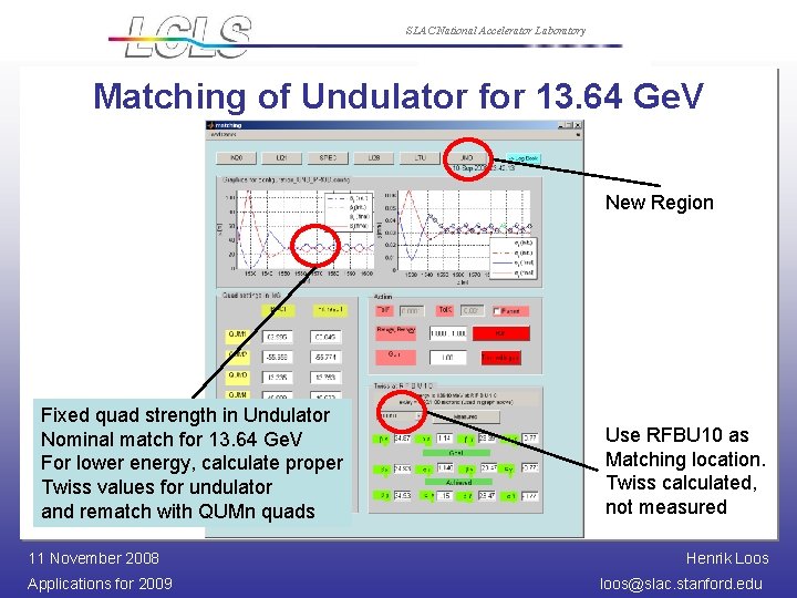 SLAC National Accelerator Laboratory Matching of Undulator for 13. 64 Ge. V New Region