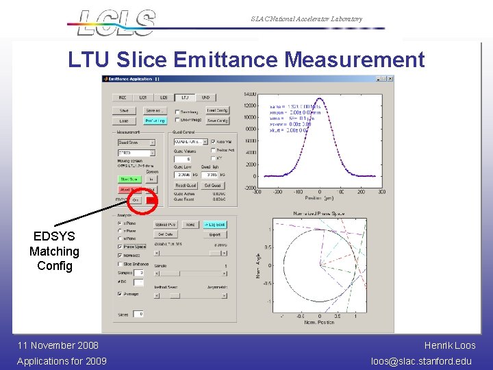 SLAC National Accelerator Laboratory LTU Slice Emittance Measurement EDSYS Matching Config 11 November 2008