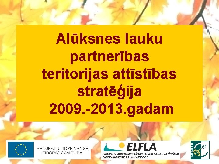 Alūksnes lauku partnerības teritorijas attīstības stratēģija 2009. -2013. gadam 