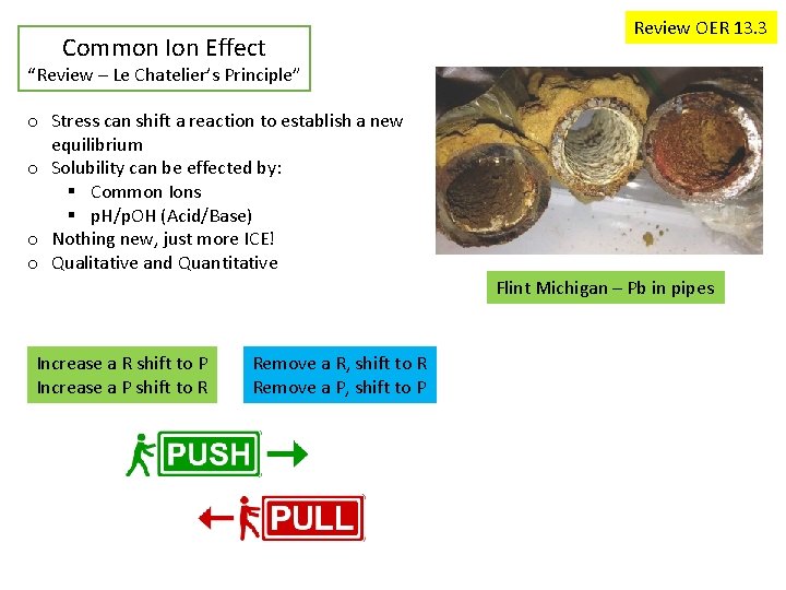 Common Ion Effect Review OER 13. 3 “Review – Le Chatelier’s Principle” o Stress