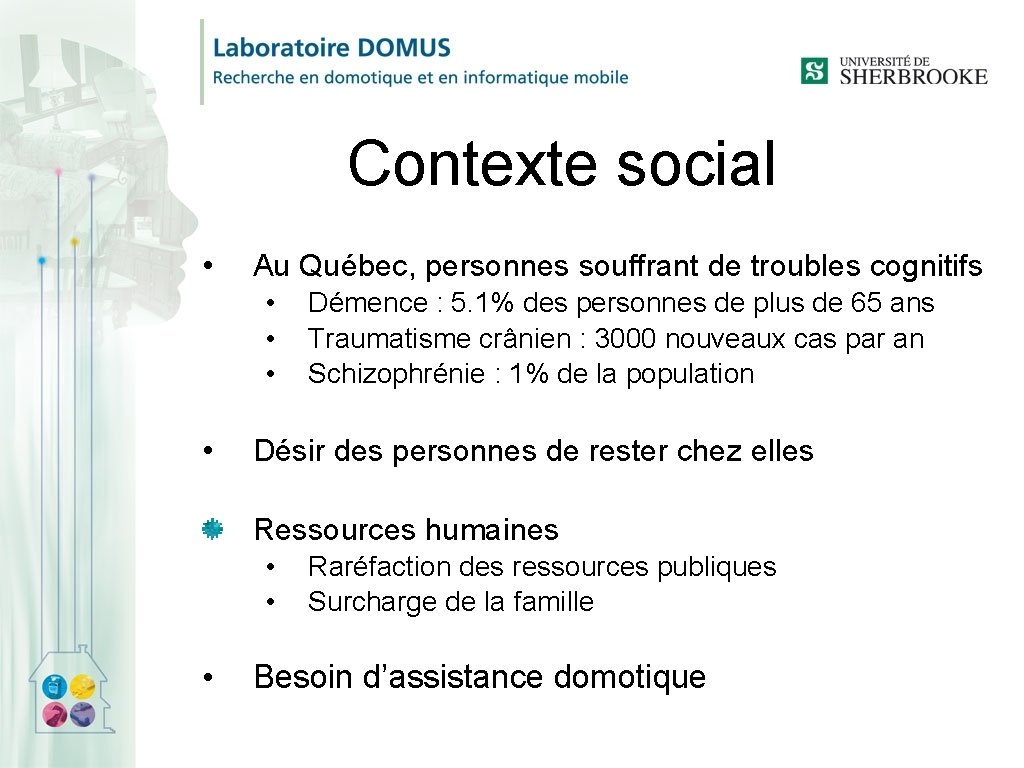 Contexte social • Au Québec, personnes souffrant de troubles cognitifs • • Démence :