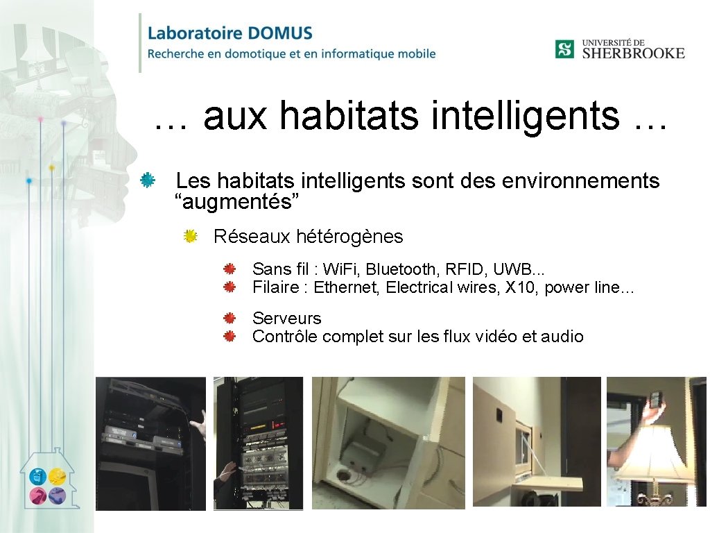 … aux habitats intelligents … Les habitats intelligents sont des environnements “augmentés” Réseaux hétérogènes