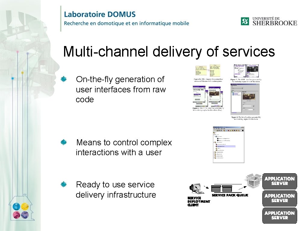 Multi-channel delivery of services On-the-fly generation of user interfaces from raw code Means to