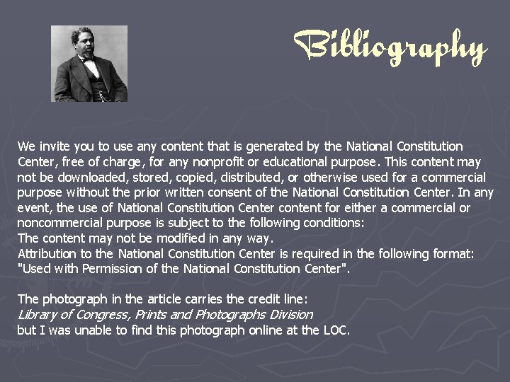 Bibliography We invite you to use any content that is generated by the National