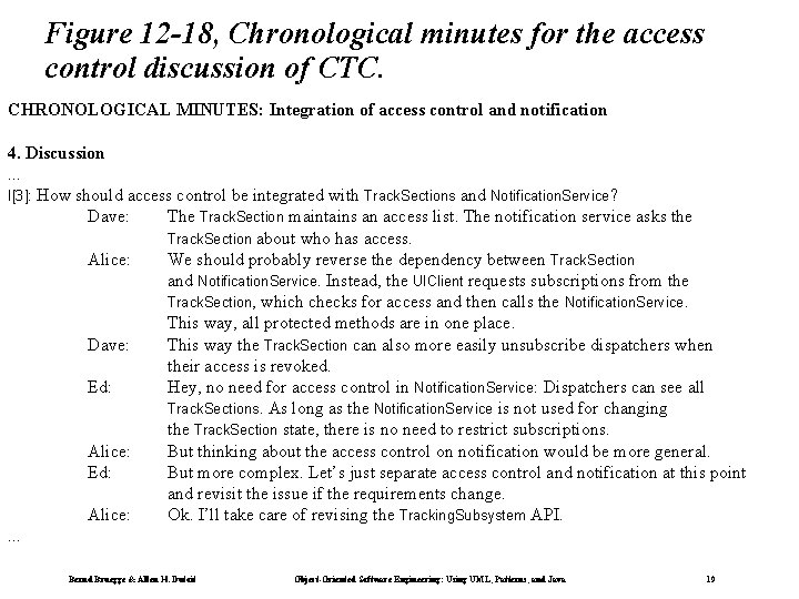 Figure 12 -18, Chronological minutes for the access control discussion of CTC. CHRONOLOGICAL MINUTES:
