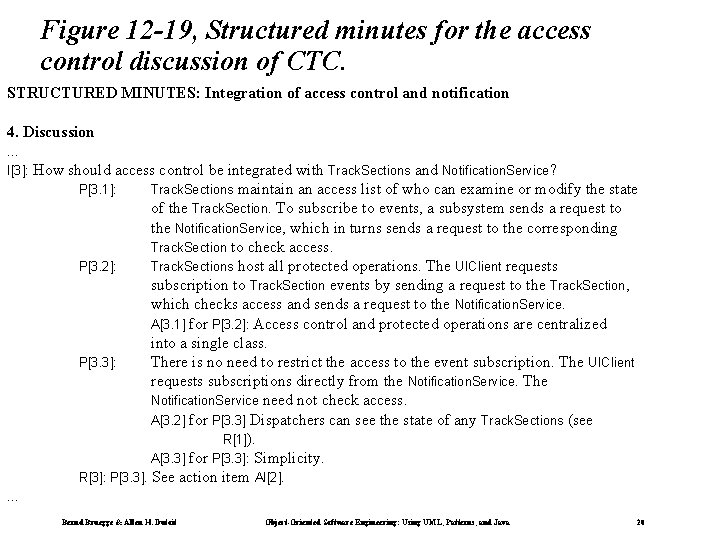 Figure 12 -19, Structured minutes for the access control discussion of CTC. STRUCTURED MINUTES: