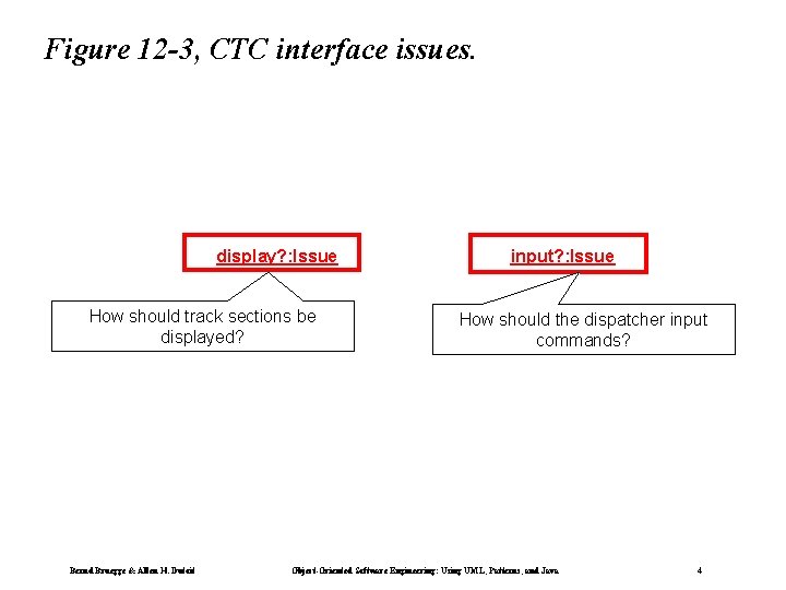 Figure 12 -3, CTC interface issues. display? : Issue How should track sections be