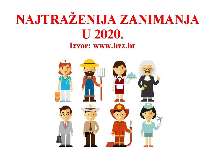 NAJTRAŽENIJA ZANIMANJA U 2020. Izvor: www. hzz. hr 