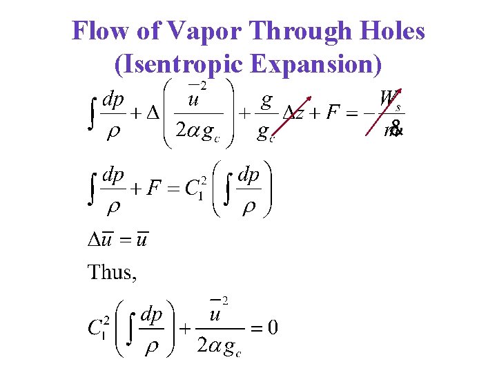 Flow of Vapor Through Holes (Isentropic Expansion) 