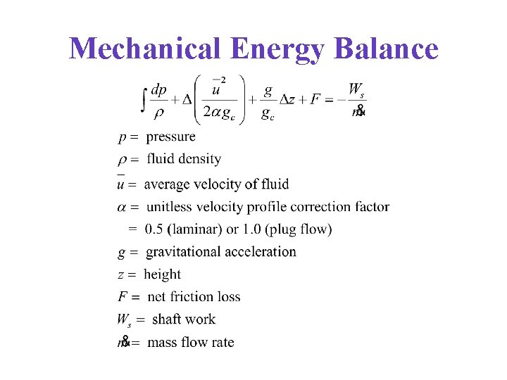 Mechanical Energy Balance 