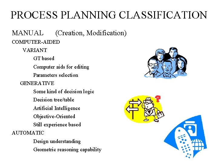 PROCESS PLANNING CLASSIFICATION MANUAL (Creation, Modification) COMPUTER-AIDED VARIANT GT based Computer aids for editing