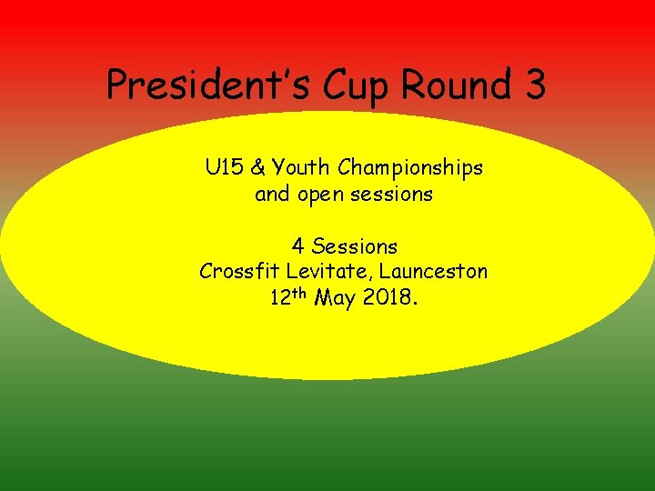 President’s Cup Round 3 U 15 & Youth Championships and open sessions 4 Sessions