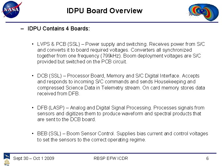 IDPU Board Overview – IDPU Contains 4 Boards: • LVPS & PCB (SSL) –