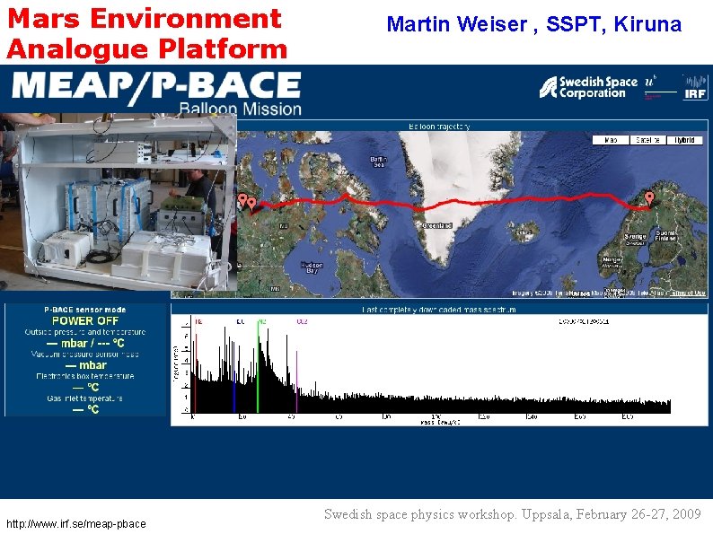 Mars Environment Analogue Platform http: //www. irf. se/meap-pbace Martin Weiser , SSPT, Kiruna Swedish