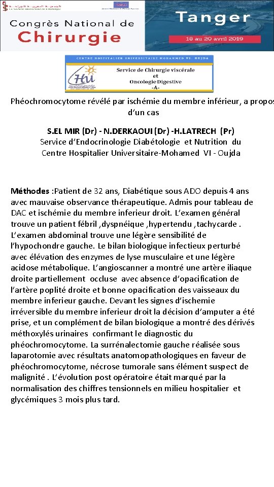 Phéochromocytome révélé par ischémie du membre inférieur, a propos d’un cas S. EL MIR