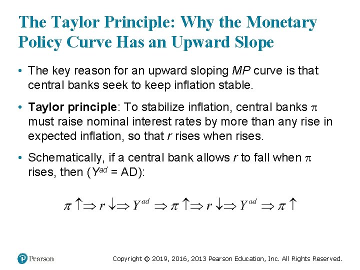 The Taylor Principle: Why the Monetary Policy Curve Has an Upward Slope • The