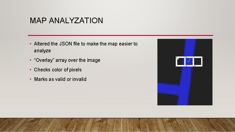MAP ANALYZATION • Altered the JSON file to make the map easier to analyze