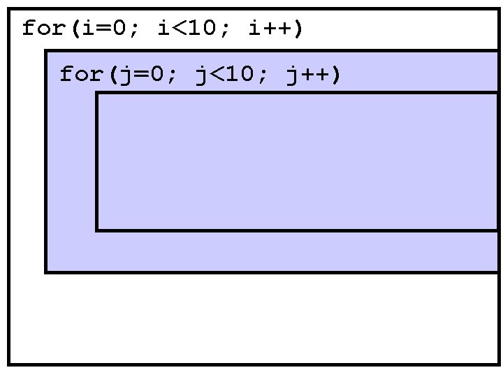 for(i=0; i<10; i++) for(j=0; j<10; j++) 