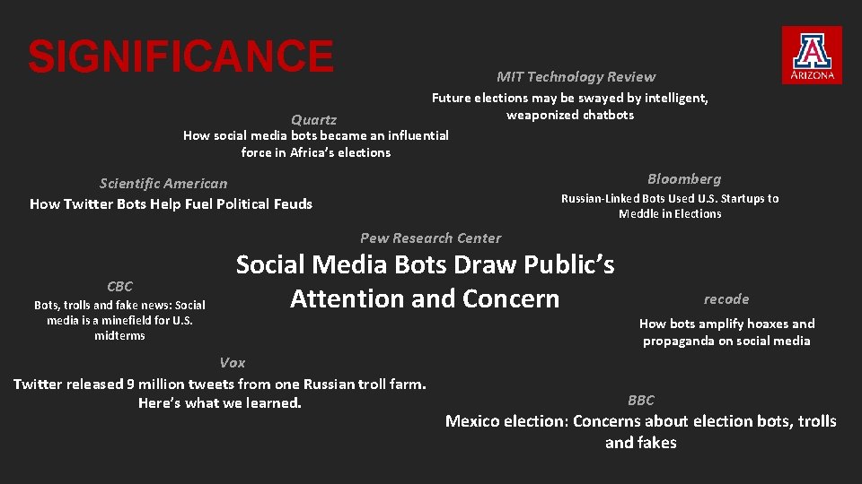 SIGNIFICANCE MIT Technology Review Future elections may be swayed by intelligent, weaponized chatbots Quartz SIGNIFICANCE MIT Technology Review Future elections may be swayed by intelligent, weaponized chatbots Quartz