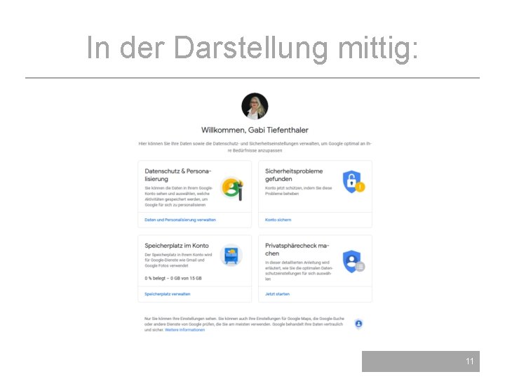 In der Darstellung mittig: 11 