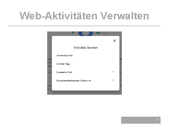 Web-Aktivitäten Verwalten 17 