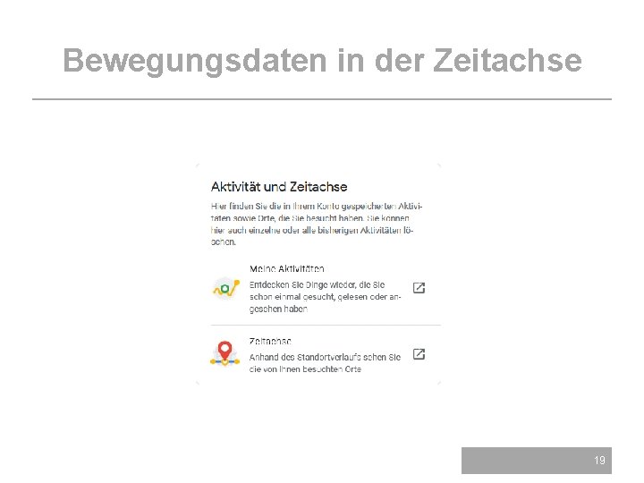 Bewegungsdaten in der Zeitachse 19 