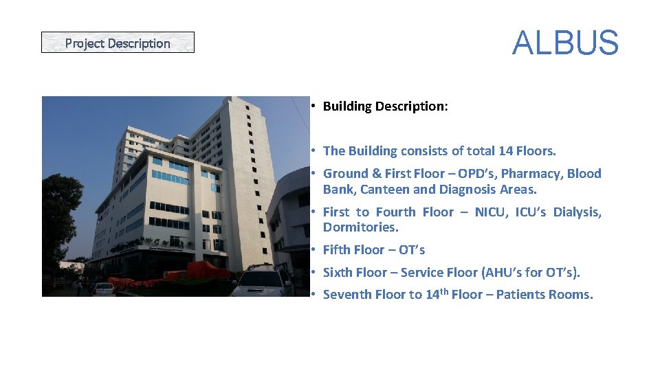 ALBUS Project Description • Building Description: • The Building consists of total 14 Floors.