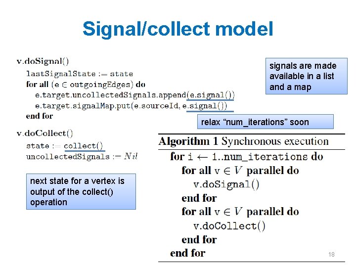 Signal/collect model signals are made available in a list and a map relax “num_iterations”