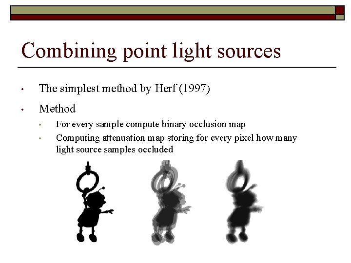 Combining point light sources • The simplest method by Herf (1997) • Method •