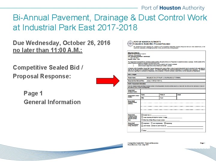 Bi-Annual Pavement, Drainage & Dust Control Work at Industrial Park East 2017 -2018 Due