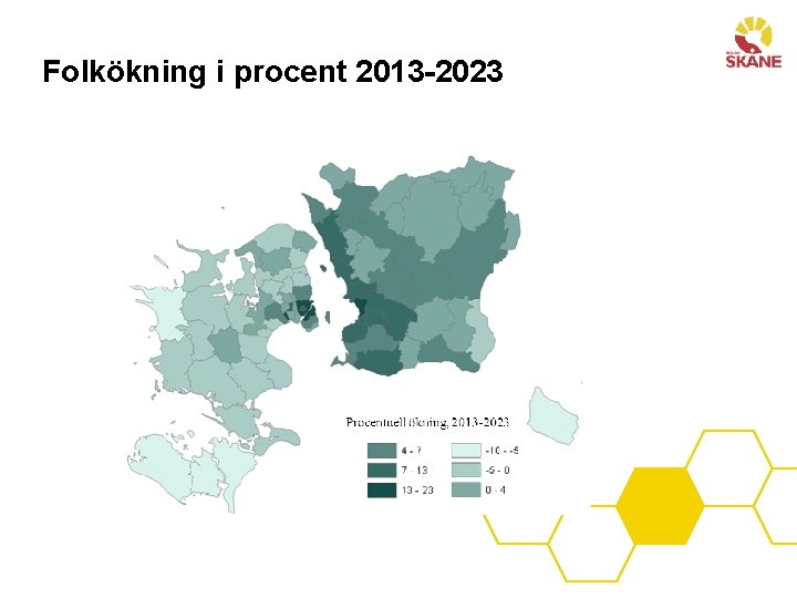 Folkökning i procent 2013 -2023 