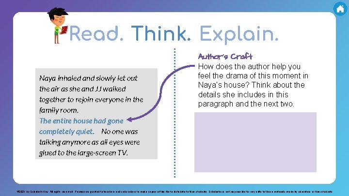 Read. Think. Explain. Naya inhaled and slowly let out the air as she and