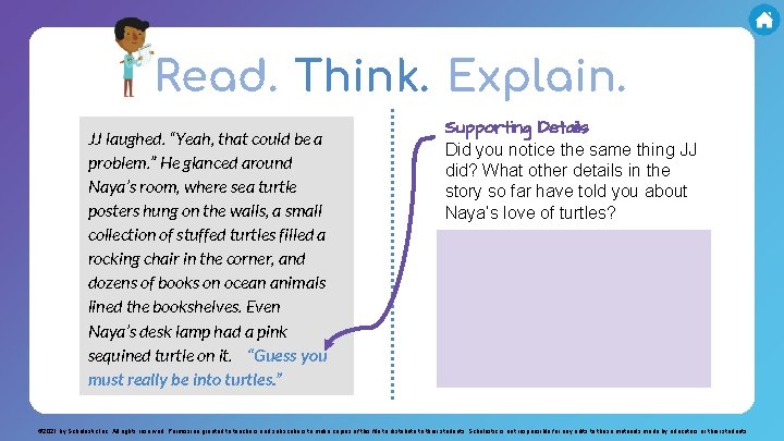 Read. Think. Explain. JJ laughed. “Yeah, that could be a problem. ” He glanced