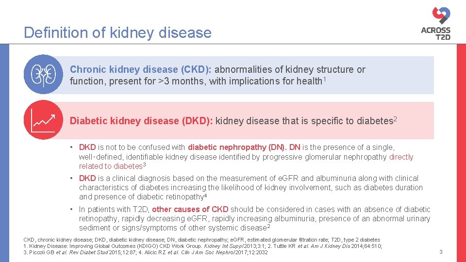 Definition of kidney disease Chronic kidney disease (CKD): abnormalities of kidney structure or function,