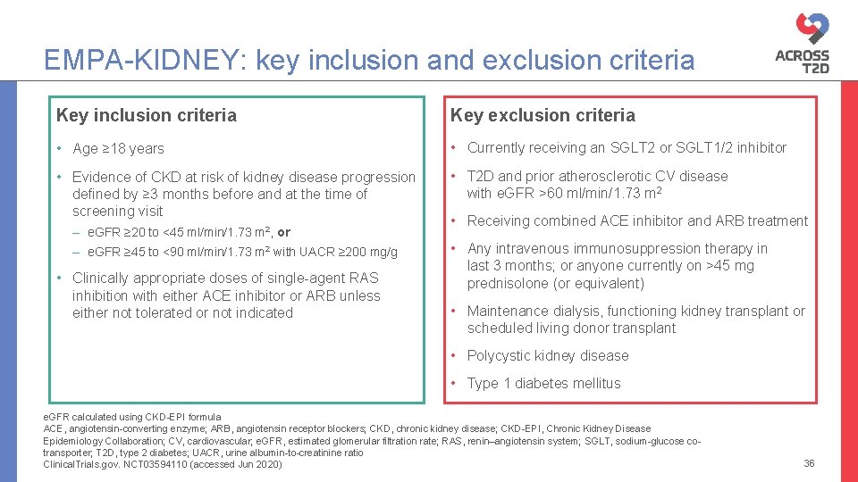 EMPA-KIDNEY: key inclusion and exclusion criteria Key inclusion criteria Key exclusion criteria • Age