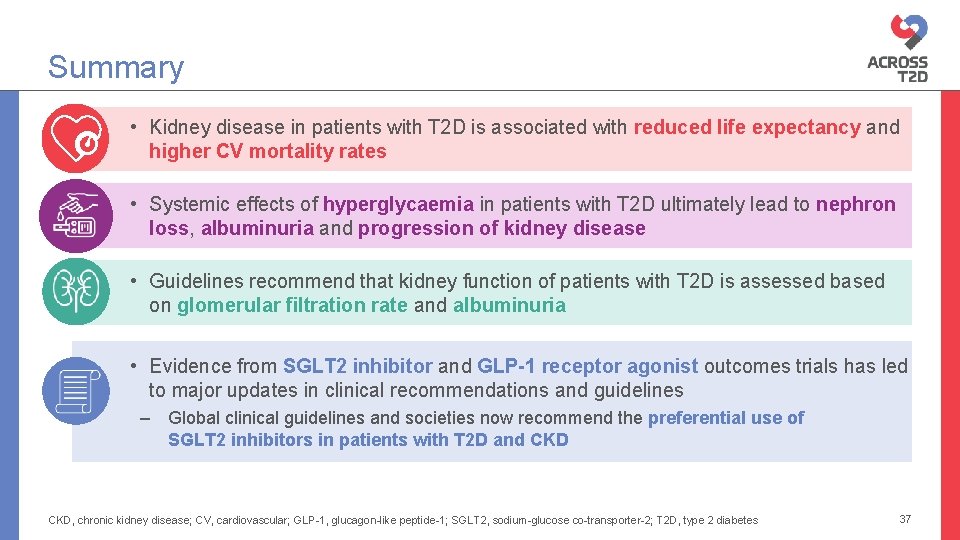 Summary • Kidney disease in patients with T 2 D is associated with reduced