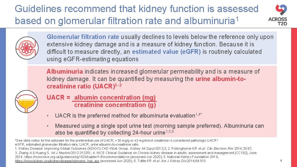 Guidelines recommend that kidney function is assessed based on glomerular filtration rate and albuminuria