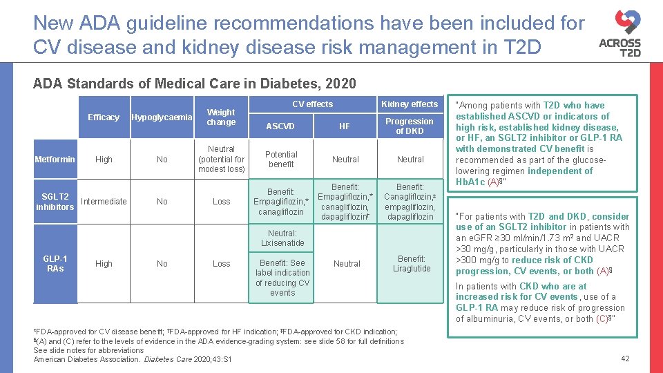 New ADA guideline recommendations have been included for CV disease and kidney disease risk