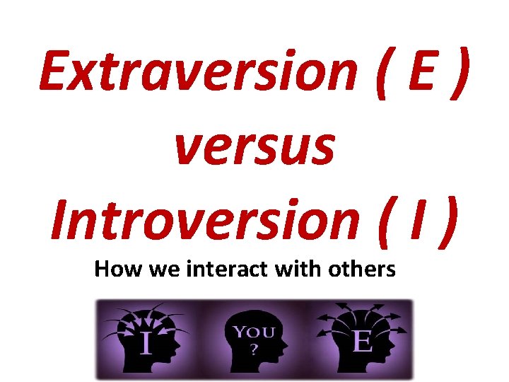 Extraversion ( E ) versus Introversion ( I ) How we interact with others