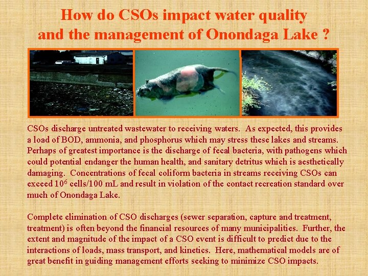 How do CSOs impact water quality and the management of Onondaga Lake ? CSOs