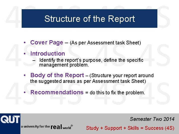 Structure of the Report • Cover Page – (As per Assessment task Sheet) •