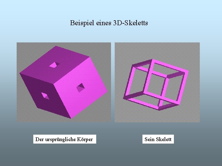 Beispiel eines 3 D-Skeletts Der ursprüngliche Körper Sein Skelett 